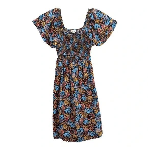A.N.A Dress Women's Sz XS Floral Cottagecore Puff Sleeves Prairie Smocked Boho‎ - Picture 2 of 12